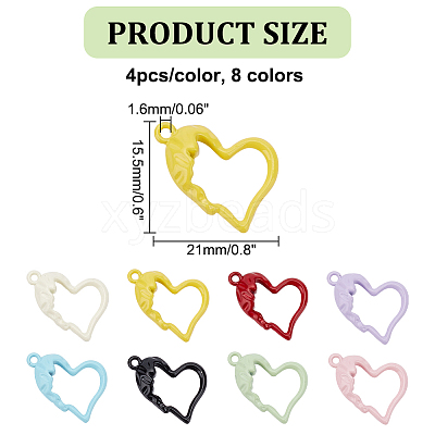 32Pcs 8 Colors Spray Painted Alloy Pendants PALLOY-DR0001-01-1