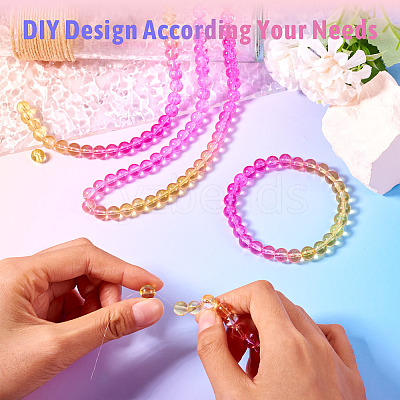 2 Strands Baking Paint Transparent Glass Beads DGLA-TA0001-20B-1