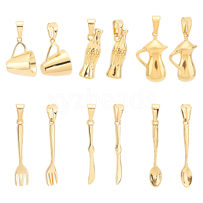 6Pcs 6 Style 304 Stainless Steel Pendants STAS-UN0040-47-1