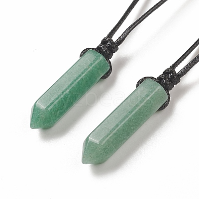 Natural & Synthetic Mixed Gemstone Bullet Pendant Necklace with Waxed Cords for Women NJEW-M196-02-1