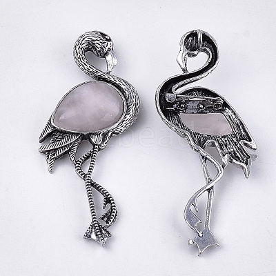 Natural Rose Quartz Brooches/Pendants G-S353-06F-1