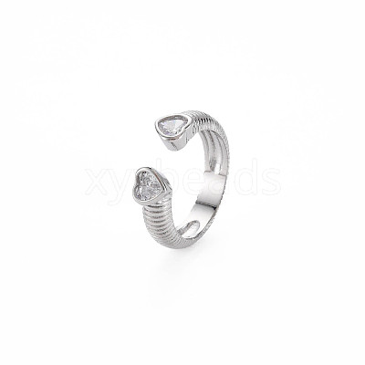 Brass Micro Pave Cubic Zirconia Cuff Rings RJEW-S045-155P-1