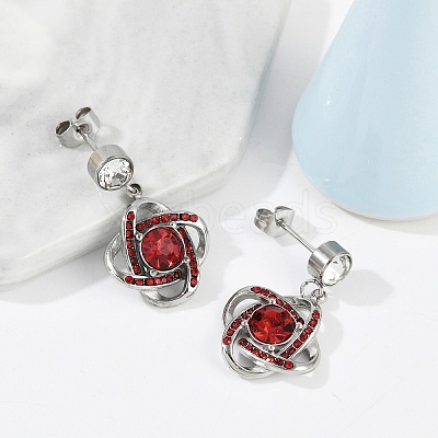 304 Stainless Steel Flower Stud Earrings EJEW-A119-05P-1