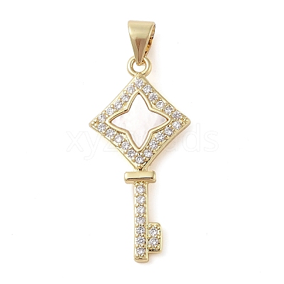 Brass Micro Pave Clear Cubic Zirconia Pendants KK-I712-58G-02-1