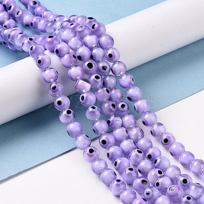 Handmade Evil Eye Lampwork Round Bead Strands LAMP-L055-8mm-21-1