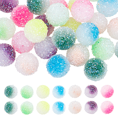 28Pcs 7 Colors  Frosted Acrylic Beads MACR-PH0002-19-1