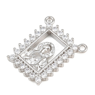Brass Micro Pave Clear Cubic Zirconia Pendants KK-CBA6A75-48A-P-1
