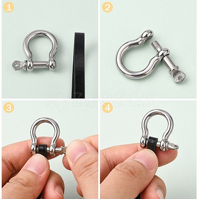 Tarnish Resistant 304 Stainless Steel D-Ring Anchor Shackle Clasps STAS-Z017-15P-01-1