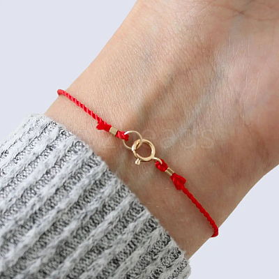 Good Lock Polyester String Bracelets with Brass Spring Ring Clasps for Women PH9541-1-1