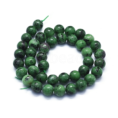 Natural Ruby in Zoisite Beads Strands G-E561-12-10mm-1