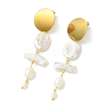 Natural Nucleated Baroque Keshi Pearl Stud Earrings EJEW-JE07152-1
