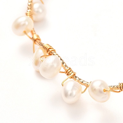 Natural Pearl Braided Bangle for Girl Women BJEW-JB06830-01-1