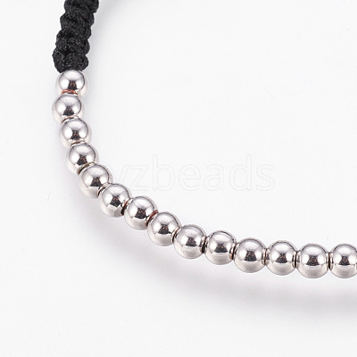 Adjustable Brass Braided Beaded Bracelets BJEW-JB03778-02-1