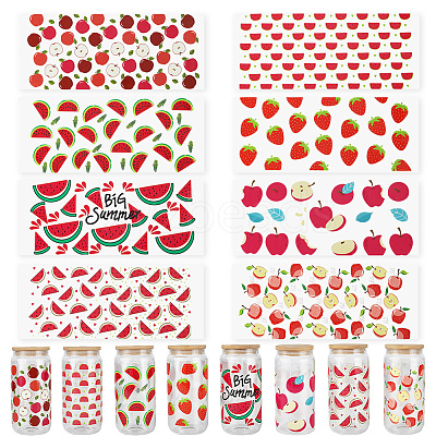8Pcs 8 Styles PVC Plastic Waterproof Decorative Sticker Labels DIY-SP0004-93D-1