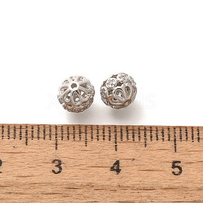 Rack Plating Brass Micro Pave Clear Cubic Zirconia Beads KK-H508-20P-1