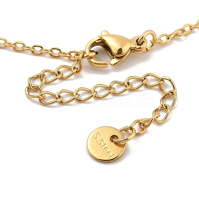 Boho Plasic Bead & 304 Stainless Steel Flower & leaf Pendant Cable Chain Necklaces for Women NJEW-A032-07G-02-1