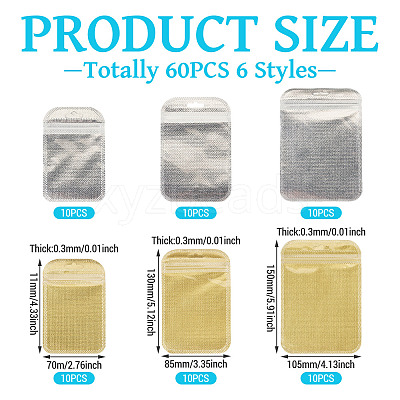60Pcs 6 Styles Translucent Plastic Resealable Packaging Bags OPP-TADJ0001-02-1