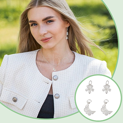 4Pcs 2 Shapes 925 Sterling Silver Pendants STER-UN0001-09-1