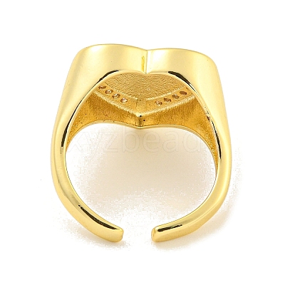 Brass Micro Pave Clear Cubic Zirconia Open Cuff Ring for Women RJEW-M173-02C-G-1