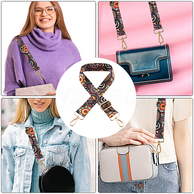 Flower Pattern Nylon Canvas Handbag Webbing Bag Straps PW-WG5C768-05-1