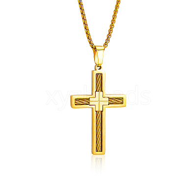 Religion 304 Stainless Steel Pendant Necklaces for Men WG51DD4-01-1