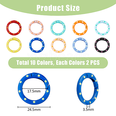 20Pcs 10 Colors Zinc Alloy Spring Gate Rings FIND-HY0002-97-1