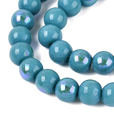 Electroplate Opaque Glass Beads Strands EGLA-Q132-6MM-01C-09-1