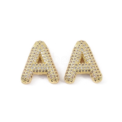 Brass Micro Pave Clear Cubic Zirconia Pendants KK-Z041-01G-A-1
