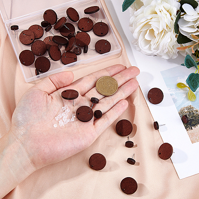 60Pcs Wood Stud Earrings Finding EJEW-FI0003-33E-1