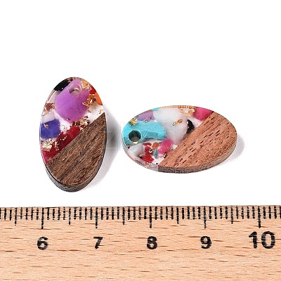 Transparent Resin and Walnut Wood Pendants RESI-T057-03L-1