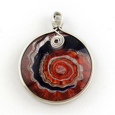 Handmade Silver Foil Lampwork Pendants FOIL-S135-01-B-1
