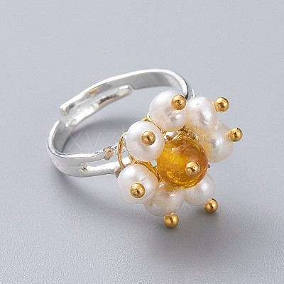 Adjustable Natural Citrine Finger Rings RJEW-JR00291-05-1