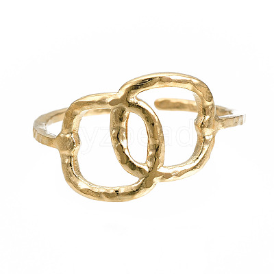304 Stainless Steel Interlocking Oval Open Cuff Ring X-RJEW-T023-79G-1