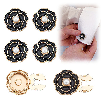6Pcs Flower Alloy Resin Cufflinks FIND-ME0003-15G-01-1