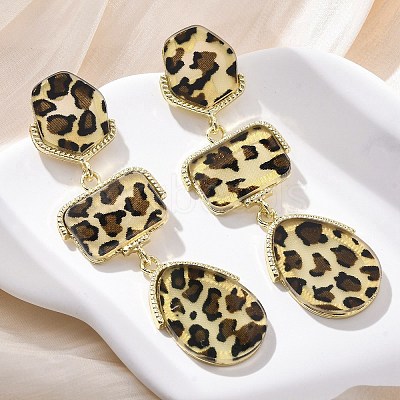 Alloy acrylic Dangle Stud Earrings EJEW-M075-01G-06-1