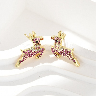 Horse Brass Micro Pave Cubic Zirconia Stud Earrings EJEW-M077-13G-1