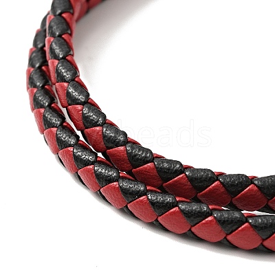 Microfiber Leather Braided Double Loops Wrap Bracelet with 304 Stainless Steel Magnetic Clasp for Men Women BJEW-C021-08-P-1
