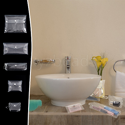 5Pcs 5 Styles Rectangle Transparent PVC Cosmetic Pouches AJEW-FG0004-33-1