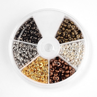 6 Color Brass Crimp Beads Covers KK-X0087-4mm-NF-B-1