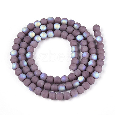 Frosted Opaque Glass Beads Strands GLAA-T032-P4mm-MBB15-1