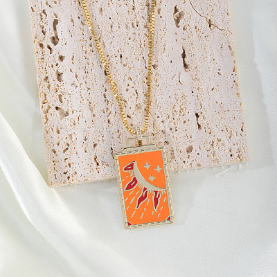 Brass Enamel Rectangle with Sun Pendant Necklaces FS-WG7D7CE-06-1