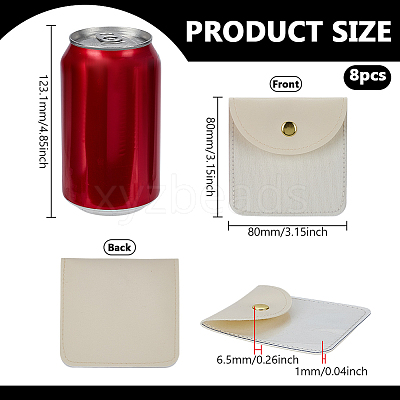 Square PU Leather & PVC Gift Jewelry Packaging Bags with Snap Button ABAG-WH0062-06B-1