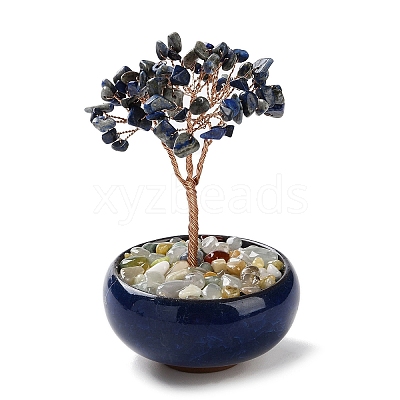 Natural Lapis Lazuli Chips Tree Decorations DJEW-M012-02A-1
