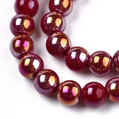 Electroplate Opaque Glass Beads Strands GLAA-T032-P6mm-AB05-1