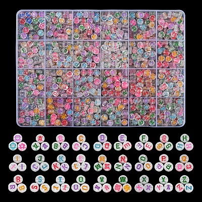 1200Pcs 24 Style Transparent Acrylic Enamel Beads MACR-YW0001-66-1