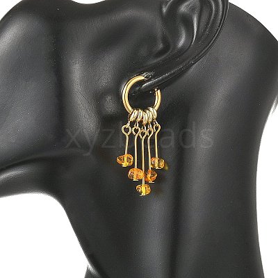 Natural Amber Hoop Earrings EJEW-JE07426-1