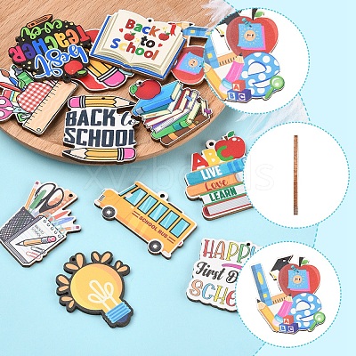 24Pcs 12 Styles Wood Pendants WOOD-FS0001-39-1