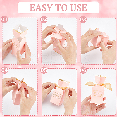 Wedding Paper Candy Gift Packaging Boxes with Polyester Ribbon CON-WH0105-07-1