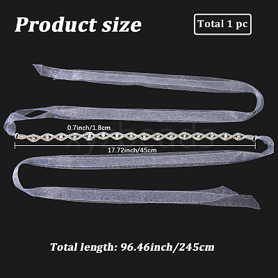 Metal Full Crystal Rhinestone Horse Eye Bridal Waist Belts for Wedding Dress AJEW-WH20080-65C-S-1