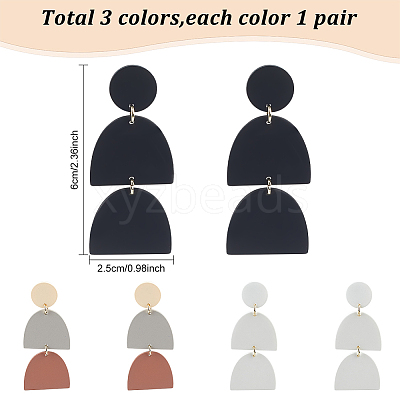 3 Pairs 3 Style Polymer Clay Dangle Stud Earrings with 316 Surgical Stainless Steel Pins EJEW-AN0004-28-1